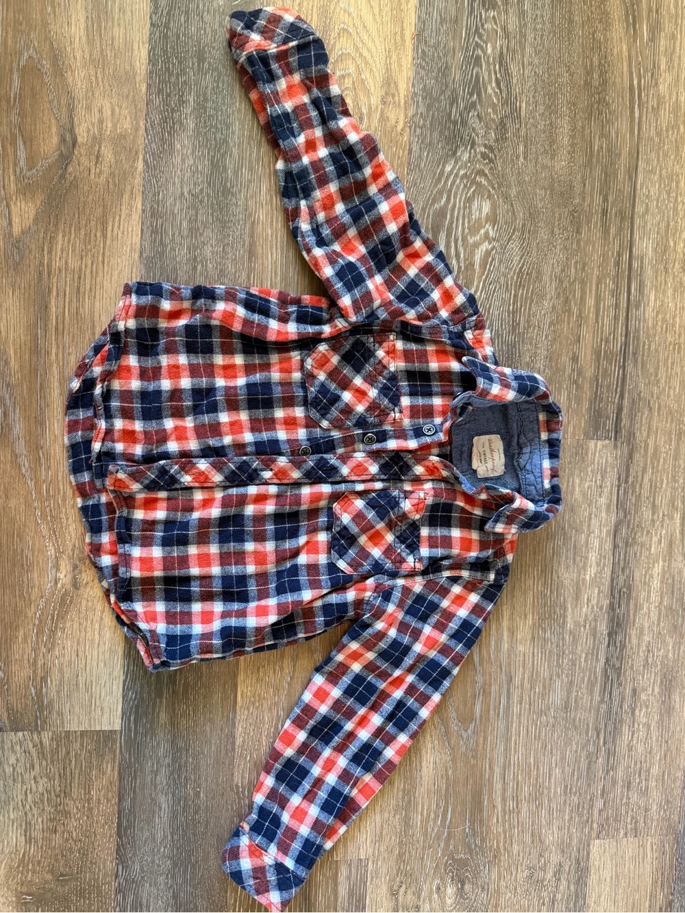 Weatherproof Boys Red and Navy Plaid Button-Down Shirt